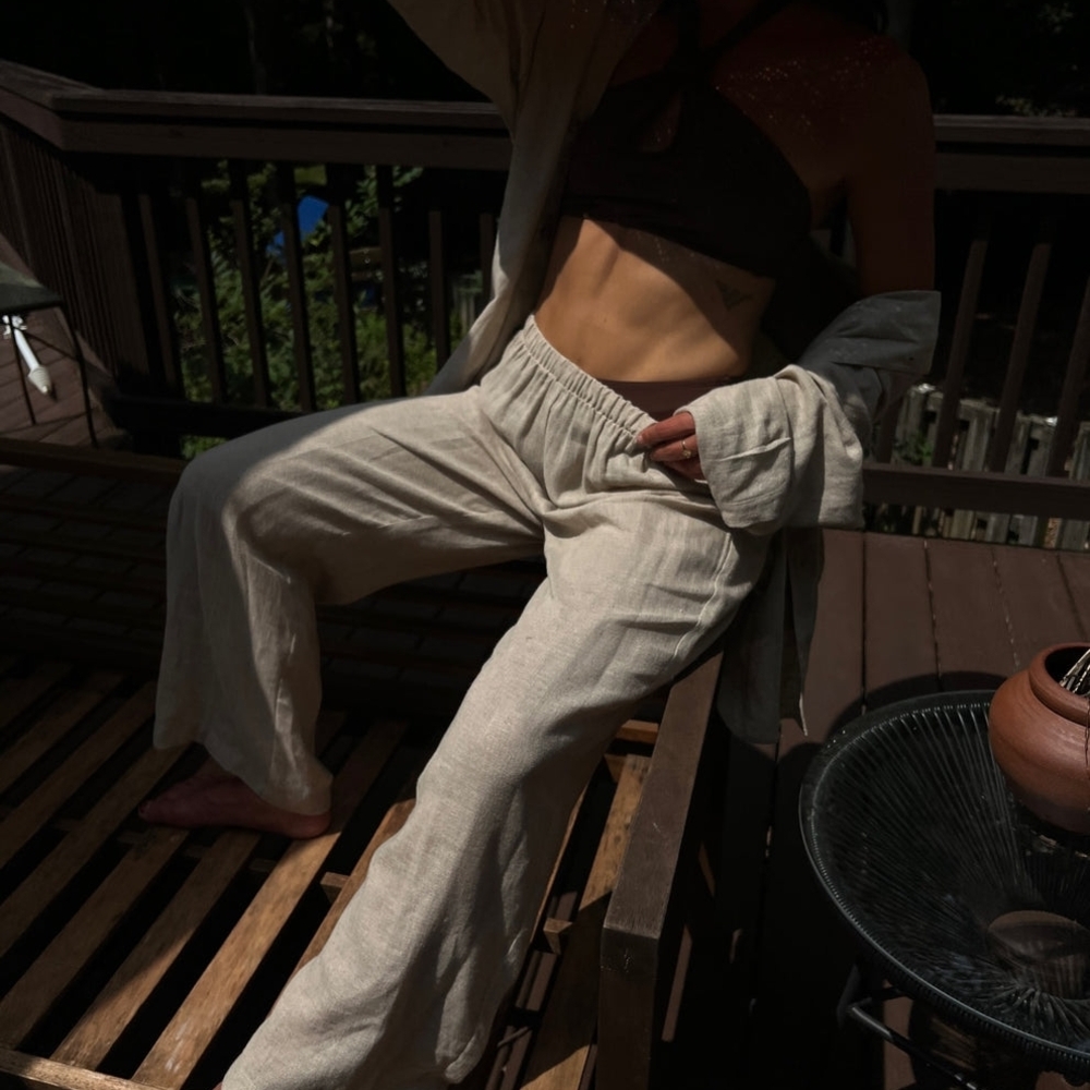 Na Nin Patricia Linen Blend Pull On Pants